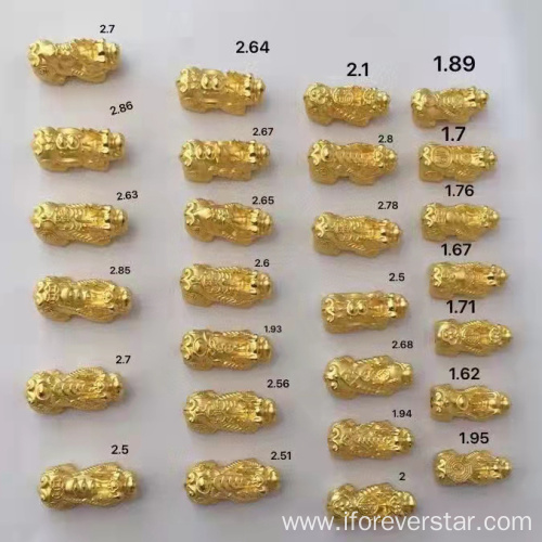 999 Hard Gold Pixiu Bead 24K Pure Gold